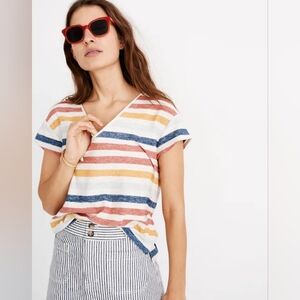 Madewell Skyline V-Neck Tee in Jay StripeStripe Crop Slub Tee Medium M